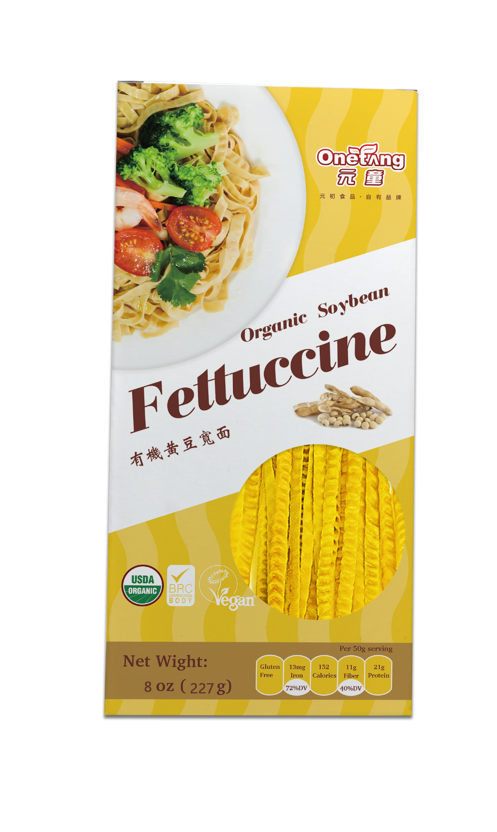 元童有机黄豆宽面-227g